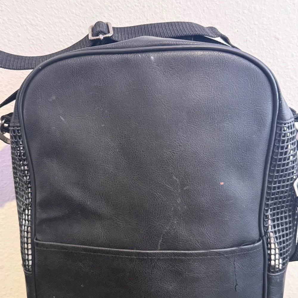 FootJoy Golf Shoe Bag Unisex Black Faux Leather Ventilated Shoulder Strap
